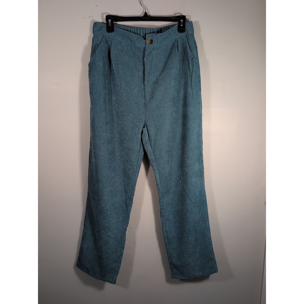 ZENANA Blue Corduroy Type Elastic Waist Wide Leg Pants Size XL